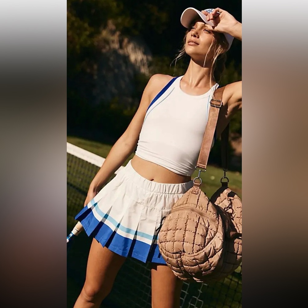 FP Movement by Free People White Tennis Skirt with Blue Trim